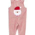 Baby boy gingham Christmas longall children's christmas boutique applique romper clothing