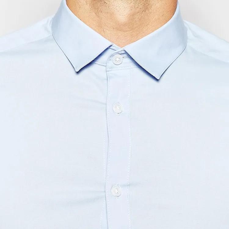 スリム フィット水色シャツ で長い袖、 ビジネスマン の正式な ライト ブルー の ドレス シャツ 。仕入れ・メーカー・工場