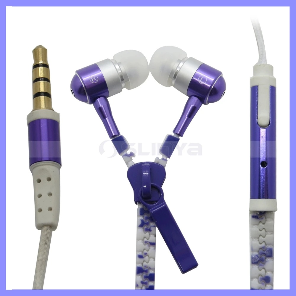 Light Flat Zipper Cable Earphone with MIC for Smart Phone Headset