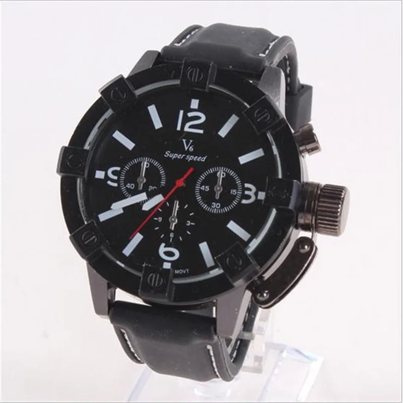 2015 New Arrival V6 Brand big dial Men watch military fashion watches high quality quartz sports wristwatches gift free shipping