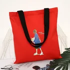 Red pure color custom printing promotional standard size foldable cheap cotton canvas messenger bag shopping tote bag