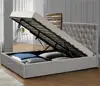 Fabric upholstered storage bed gas lift mechanism ottoman bed