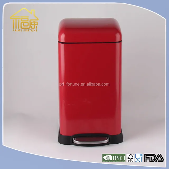 red trash can foot pedal waste bin container garbage bin stand