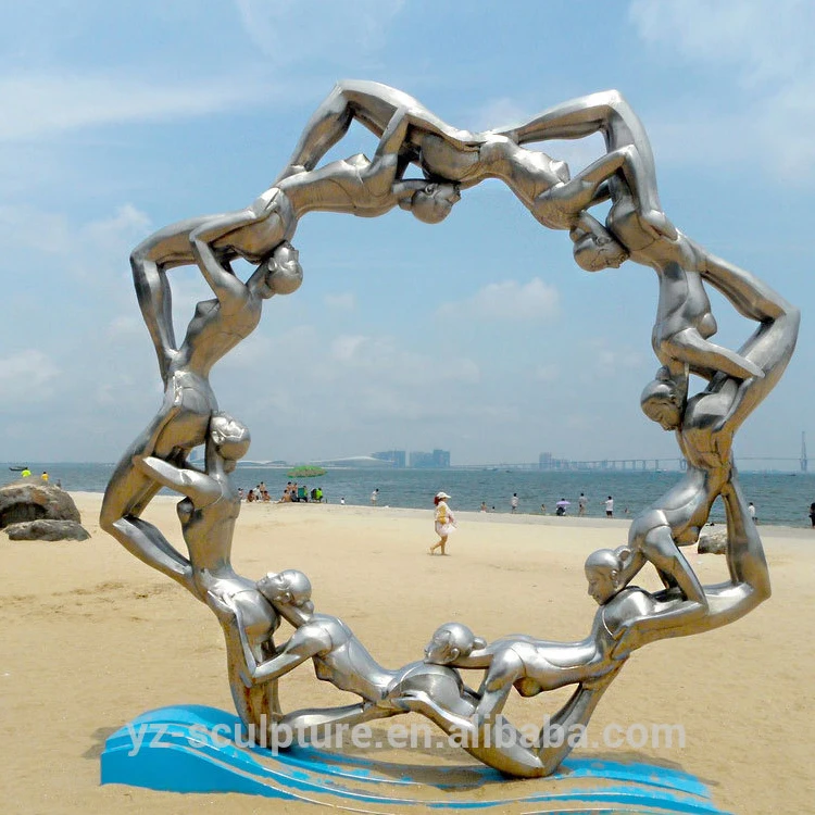 Outdoor Kinetic Large Stainless Steel Nude Woman Circle Sculpture Buy