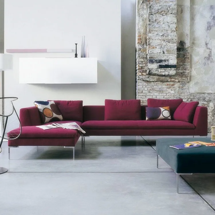 Sofá de veludo vermelho 6 7 8 lugares sofá conjunto sofá novo modelo define fotos