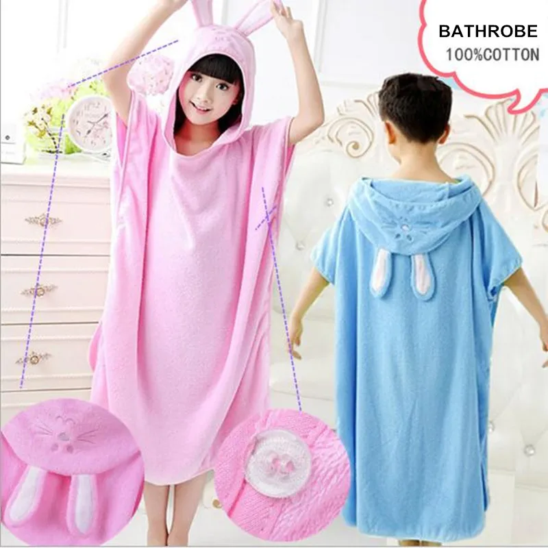 Cotton Bathrobe Hooded Pullover Beach Towel Robe 2