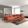 Orange color italy modern leather sofa