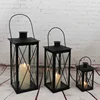 Set Of 3 High Quality Holiday Festival Home Decor Windproof Black Metal Candle Lantern