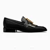 Wholesale heel 2 cm black shiny calfskin leather shoes with soft soles embellished with tassel casual shoes for ladies
