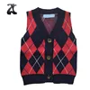 100% Cotton boy's Diamond Pattern Sweater V neck Diamond Pattern Sweater For Boy