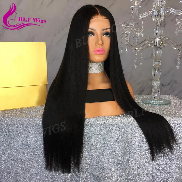 Long 26 Inch Silk Straight Brazilian Human Hair Wigs