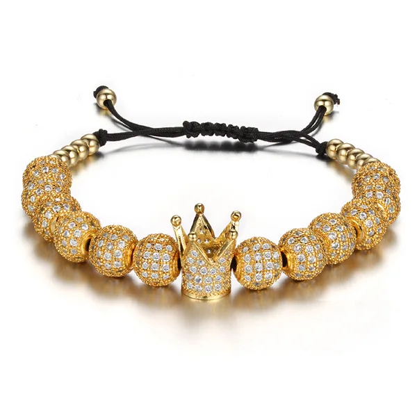 Luxury Hand Jewelry Zircon Crown Bracelet Adjustable Braided Micro Pave CZ King Crown Charm Bracelet, Silver;gold;black;rose gold
Luxury Hand Jewelry Zircon Crown Bracelet Adjustable Braided Micro Pave CZ King Crown Charm Bracelet, Silver;gold;black;rose gold