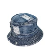 custom denim distressed fashion sun bucket hat