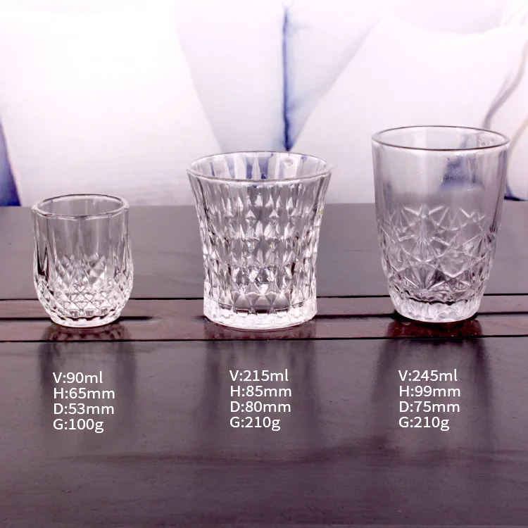 Custom High quality 200ml Drinking Glass Cup for beer liquor juice whiskey
