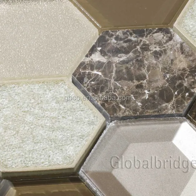 brown stone mosaic mixed with ceramic mosaic