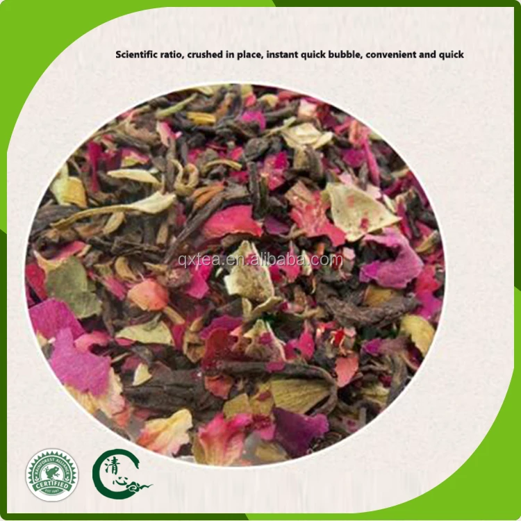 chinese rose petals puer tea for skin beauty