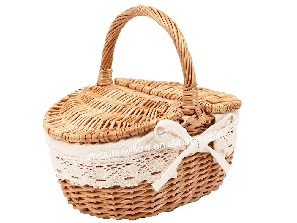 lid fabric liner handmade storage willow - buy picnic basket