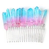 Creative colorful stone hair accessories comb handmade natural stone hair comb hair accessories