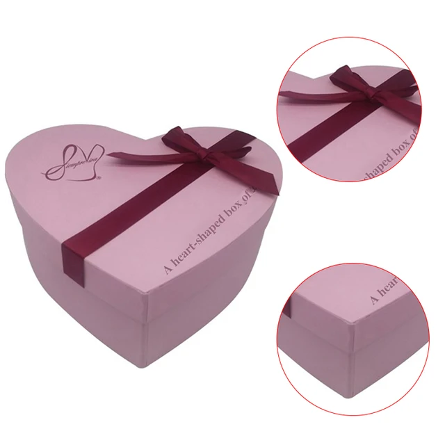 style packaging box heart shape paper box with ribbon tie
