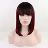 High Temperature Short Bob Straight Red Ombre Wig Natural Hairline 1B99j Synthetic Lace Front Wig Full Fring wig