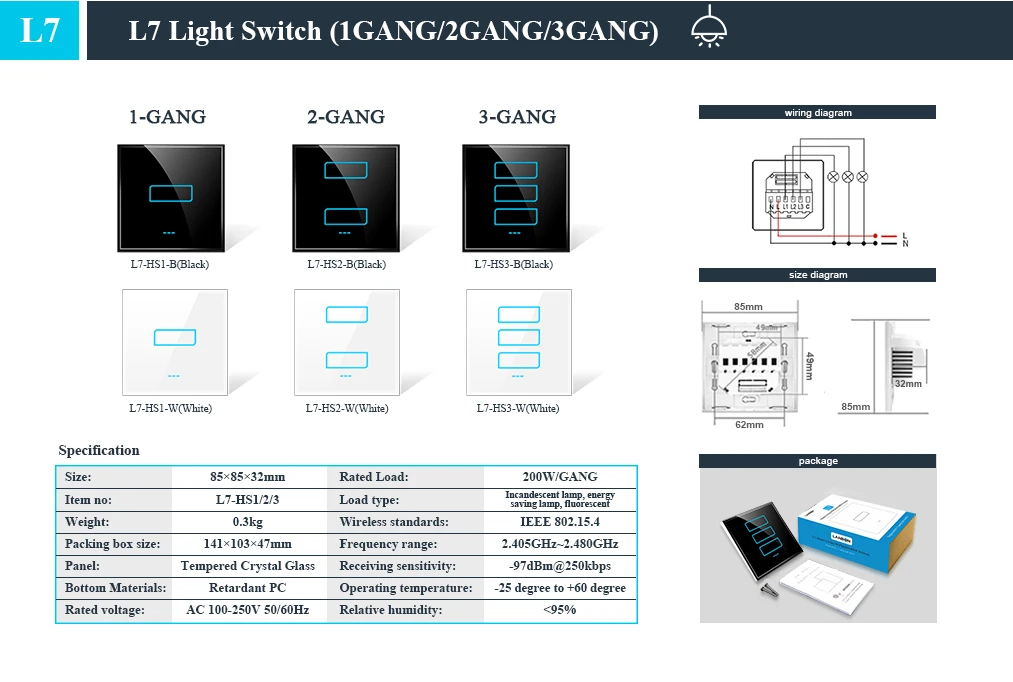 2019 new Lanbon L7 series wifi zigbee smart home switch modern design wall light switch 1 gang 2 gang 3 gang remote control - ANKUX.COM