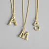 LOZRUNVE Simple Carved 925 Sterling Silver Plain Gold Bamboo Letter Pendant Necklace
