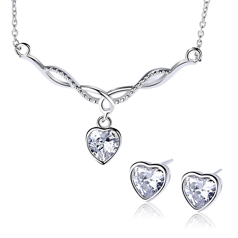 925 Sterling Silver White CZ Rose Gold Plated Pearl Jewelry Set for Women Wedding & Anniversary