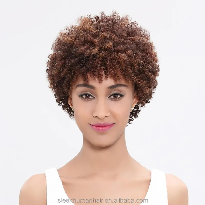 Joedir Billig Braun Kurze Pixie Cut Afro Verworrene Lockige Haar