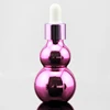 china bottle factory supply 50 ml dual gourd glass dropper bottle with purple color coating