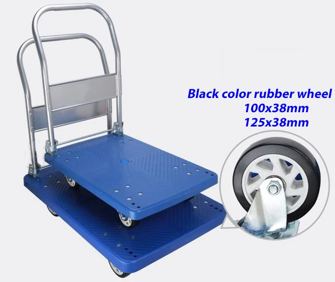 300kgs foldable warehouse heavy duty plastic platform cargo trolley