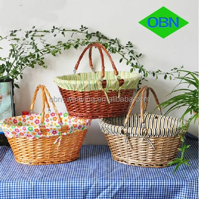 wholesale oval home and garden willow handle basket