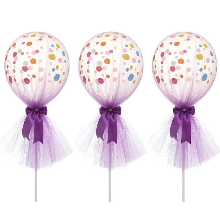 top seller 12 inch transparent mesh polka dot balloon latex pink balloon
