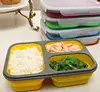 3 Compartment Foldable Folding Collapsible Silicone Lunch Box