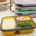 3 Compartment Foldable Folding Collapsible Silicone Lunch Box