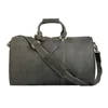 Oem Custom Green Vintage Unisex Real Leather Travel Bag Weekend Overnight Bag Duffel Holdall Gym Sport Bag