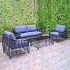 Modern Outdoor Rattan Wicker Patio Garden Furniture Couch Chesterfield Sofa Set with Cushion