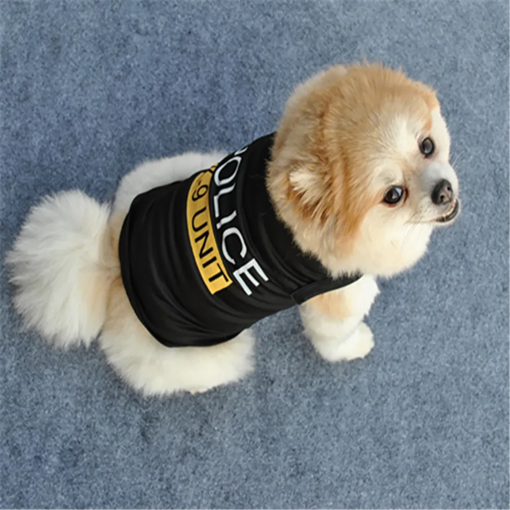 Police Suit Cosplay Dog Clothes Black Elastic Vest Puppy T-Shirt Coat Accessories Apparel Costumes Pet Clothes for Dogs Cats
Police Suit Cosplay Dog Clothes Black Elastic Vest Puppy T-Shirt Coat Accessories Apparel Costumes Pet Clothes for Dogs Cats