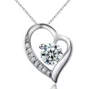 Factory price latest Design heart pendant 925 sterling silver diamond necklace