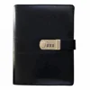Refillable A5 6 Rings Binder Leather Agenda black leather diary cover with lock