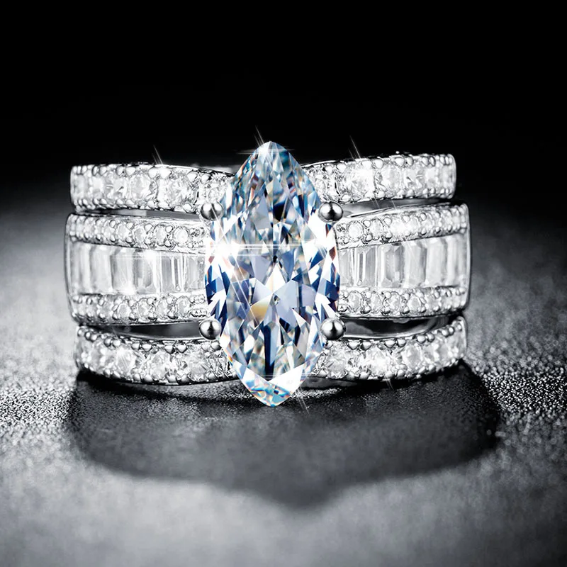 CAOSHI 3PCS Ring Sets Women Marquise Cut Ladies Finger Ring Set Engagement and Wedding Ring Set Silver
CAOSHI 3PCS Ring Sets Women Marquise Cut Ladies Finger Ring Set Engagement and Wedding Ring Set Silver