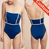 2017 navy one piece swimsuit women modest swimwear