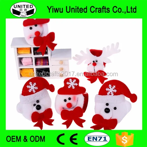 plush christmas slap bracelet bangle santa claus snowman deer