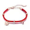 Golden Pig Zodiac Bell Rose Gold Lady Red Rope Bracelet,Full Diamond Year of birth Cute Pig bracelet charm