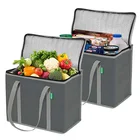 Custom logo printed large reusable ecological grocery shopping non woven insulated cooler lunch tote bag