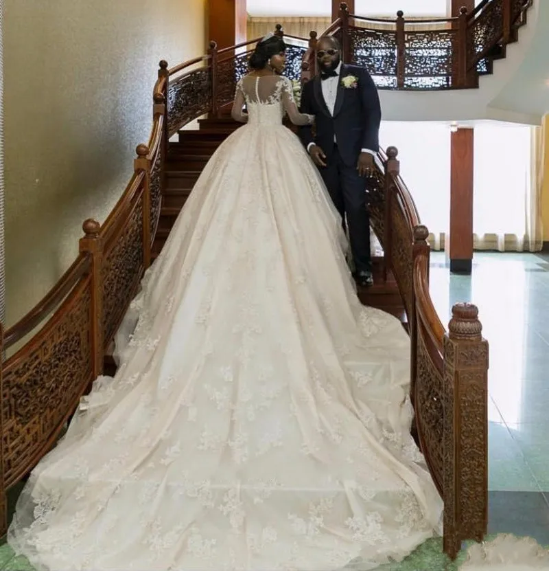 FA80 Wedding Dresses Vintage Long Sleeve Lace Wedding Dresses Customized  Puffy Ball Gown Satin Sequin Wedding Gowns| Alibaba.com