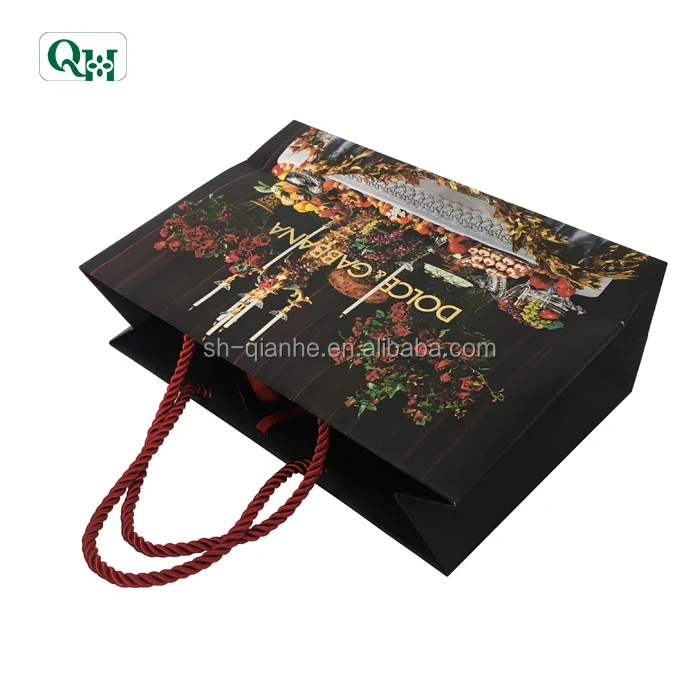 elegant printed wedding door gift paper bag with handle