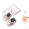 Women Gender and PU Upper Material bulk wholesale colored foldable ballet shoes in bag