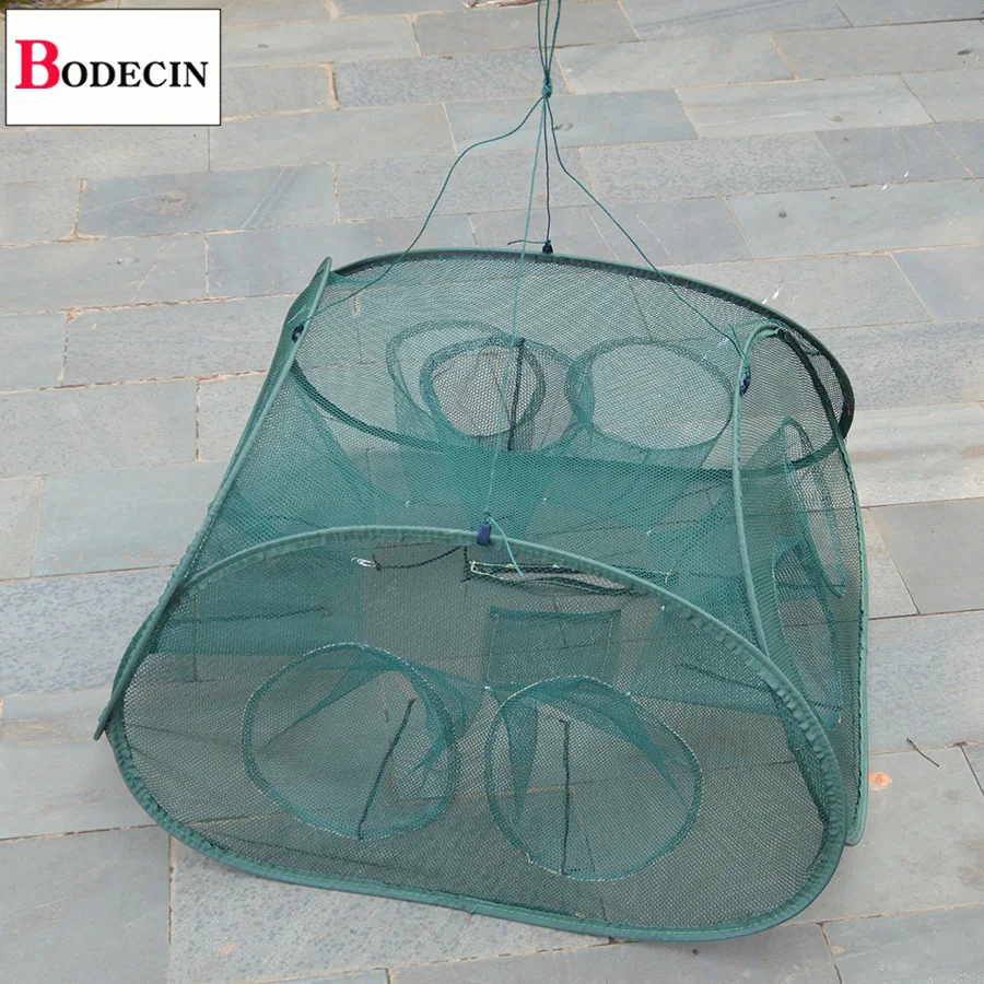 Sale 9 Inlets All Fishing Net Folded Fish Shrimp Cages Network Crayfish Fish Crab Trap Catcher Casting Mesh Nets Tank China (8)