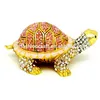 Crystal diamond metal tortoise trinket box enamel for wedding gift