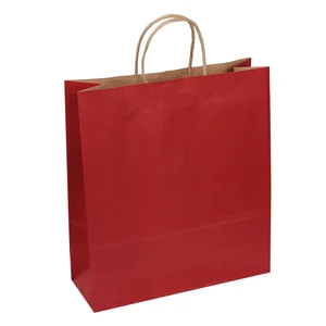 new design portable red kraft paper shopping gift bag with